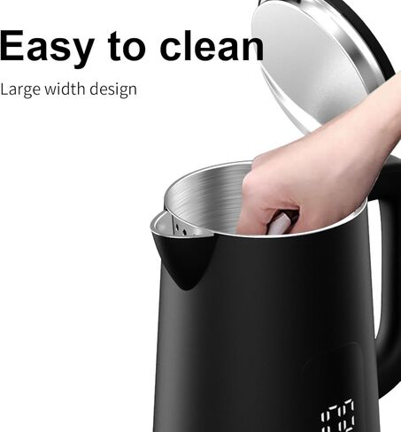 Onlicuf Temperature Control Electric Kettle, 304 Stainless Steel Interior Tea Kettle & Hot Water Boiler with Display, Auto-Off & Boil-Dry Protection, 1.7L, Keep Warm, Fast Boiling, BPA Free. in Kuwait