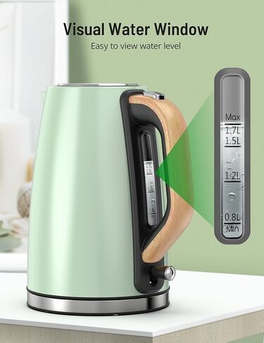 Electric Kettle, Paris Rhone Stainless Steel Electric Water Kettle, 1.7L, BPA-Free Electric Teapot with 1500W, Auto Shutoff, Boil-Dry Protection, LED Indicator, Coffee and Tea, Black in Kuwait