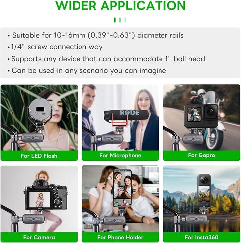 FANAUE GB-02T6 Super Clamp Camera Mount Monitor Magic Arm Double Ball Head Adapter with 1/4"-20 Thread for Canon/Nikon/DSLR/Gopro/LED Lights/Insta360, Can be Mounts on Handlebar of Bike Motorcycle ect in Saudi Arabia