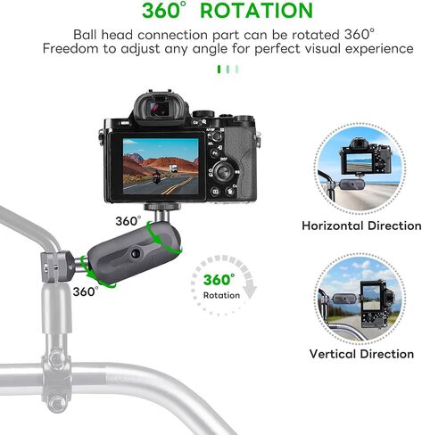FANAUE GB-02T6 Super Clamp Camera Mount Monitor Magic Arm Double Ball Head Adapter with 1/4"-20 Thread for Canon/Nikon/DSLR/Gopro/LED Lights/Insta360, Can be Mounts on Handlebar of Bike Motorcycle ect in Saudi Arabia
