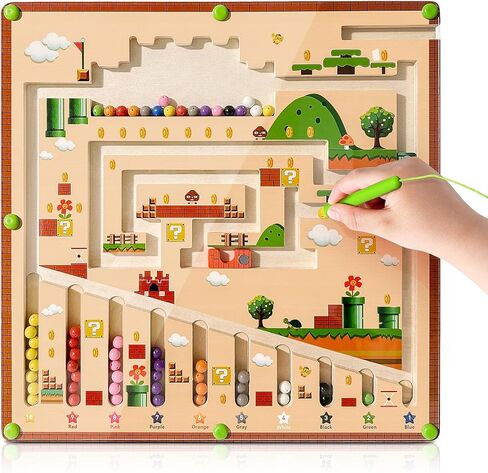 متاهة اللون والأرقام المغناطيسية من Mytrix، ألعاب ألغاز مغناطيسية خشبية للأطفال الصغار من سن 3 إلى 5 سنوات، لوحة أنشطة ألغاز تعلم مونتيسوري التعليمية ألعاب المهارات الحركية الدقيقة لمرحلة ما قبل المدرسة الأولاد والبنات in Kuwait