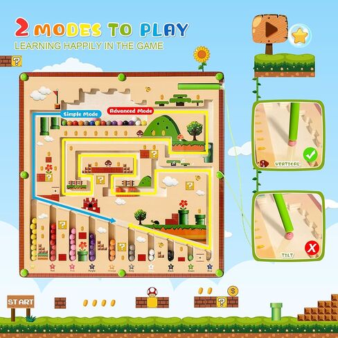 متاهة اللون والأرقام المغناطيسية من Mytrix، ألعاب ألغاز مغناطيسية خشبية للأطفال الصغار من سن 3 إلى 5 سنوات، لوحة أنشطة ألغاز تعلم مونتيسوري التعليمية ألعاب المهارات الحركية الدقيقة لمرحلة ما قبل المدرسة الأولاد والبنات in Kuwait