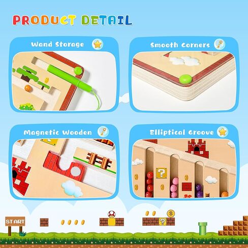 متاهة اللون والأرقام المغناطيسية من Mytrix، ألعاب ألغاز مغناطيسية خشبية للأطفال الصغار من سن 3 إلى 5 سنوات، لوحة أنشطة ألغاز تعلم مونتيسوري التعليمية ألعاب المهارات الحركية الدقيقة لمرحلة ما قبل المدرسة الأولاد والبنات in Kuwait