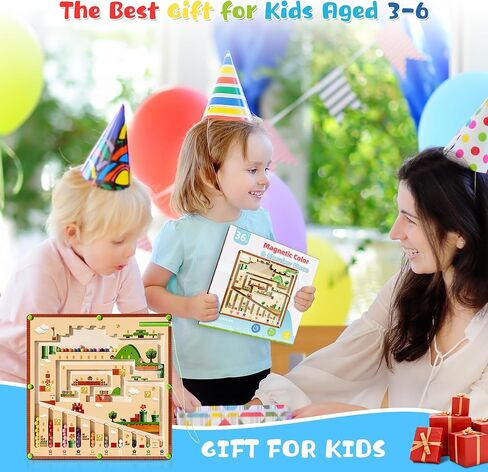 متاهة اللون والأرقام المغناطيسية من Mytrix، ألعاب ألغاز مغناطيسية خشبية للأطفال الصغار من سن 3 إلى 5 سنوات، لوحة أنشطة ألغاز تعلم مونتيسوري التعليمية ألعاب المهارات الحركية الدقيقة لمرحلة ما قبل المدرسة الأولاد والبنات in Kuwait