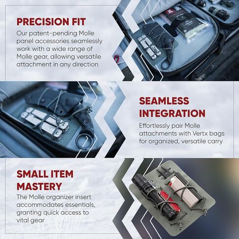 Vertx MAP Admin مزدوج متوافق مع منظم نظام Molle، ملحق ملحقات لوحة التصحيح لحقيبة الظهر التكتيكية، ومصباح يدوي وحامل ملحقات الأدوات in Kuwait