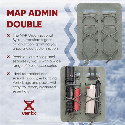 Vertx MAP Admin مزدوج متوافق مع منظم نظام Molle، ملحق ملحقات لوحة التصحيح لحقيبة الظهر التكتيكية، ومصباح يدوي وحامل ملحقات الأدوات in Kuwait