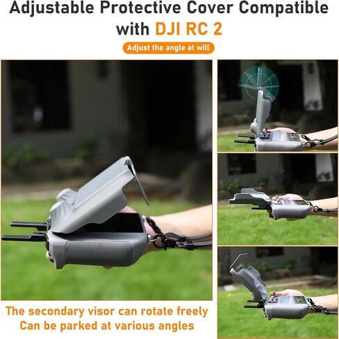 O'woda Mini 4 Pro RC 2 Sun Hood Cover, 2 in 1 RC 2 Remote Controller Sun Shade Joysticks Protector for DJI RC 2 Drone Remote Controller Accessories in Saudi Arabia