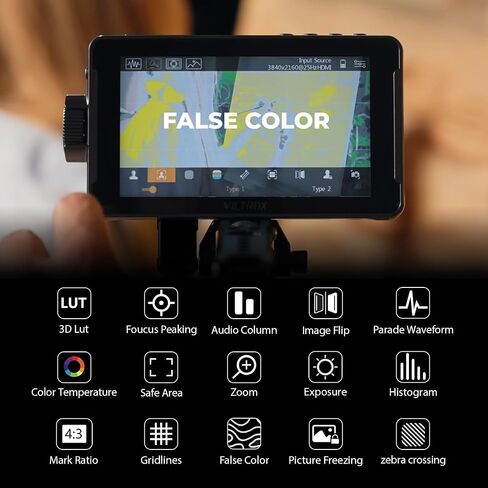 VILTROX DC-550 Lite شاشة لمس ميدانية للكاميرا، 4K HDMI 5.5 بوصة شاشة كاميرا DSLR 1920X1080 4K HDMI مدخل مخرج 3D Lut Video Peak Focus Assist مع غطاء ظلة in Kuwait