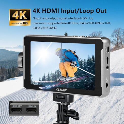 VILTROX DC-550 Lite شاشة لمس ميدانية للكاميرا، 4K HDMI 5.5 بوصة شاشة كاميرا DSLR 1920X1080 4K HDMI مدخل مخرج 3D Lut Video Peak Focus Assist مع غطاء ظلة in Kuwait