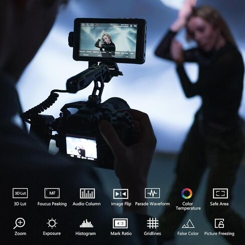 VILTROX DC-550 Lite شاشة لمس ميدانية للكاميرا، 4K HDMI 5.5 بوصة شاشة كاميرا DSLR 1920X1080 4K HDMI مدخل مخرج 3D Lut Video Peak Focus Assist مع غطاء ظلة in Kuwait