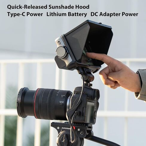 VILTROX DC-550 Lite شاشة لمس ميدانية للكاميرا، 4K HDMI 5.5 بوصة شاشة كاميرا DSLR 1920X1080 4K HDMI مدخل مخرج 3D Lut Video Peak Focus Assist مع غطاء ظلة in Kuwait