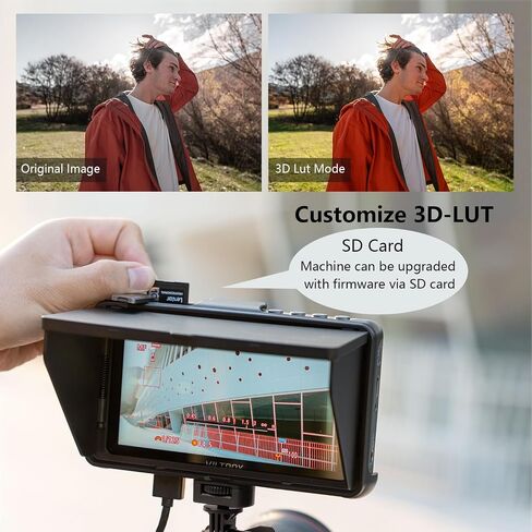 VILTROX DC-550 Lite شاشة لمس ميدانية للكاميرا، 4K HDMI 5.5 بوصة شاشة كاميرا DSLR 1920X1080 4K HDMI مدخل مخرج 3D Lut Video Peak Focus Assist مع غطاء ظلة in Kuwait