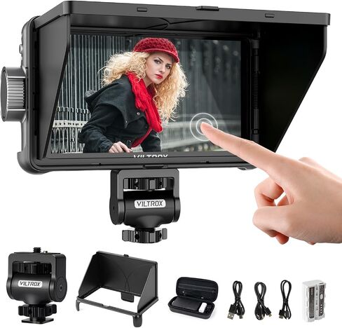 VILTROX DC-550 Lite شاشة لمس ميدانية للكاميرا، 4K HDMI 5.5 بوصة شاشة كاميرا DSLR 1920X1080 4K HDMI مدخل مخرج 3D Lut Video Peak Focus Assist مع غطاء ظلة in Kuwait
