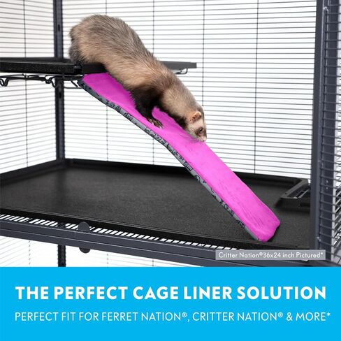 بطانة صوف مناسبة من Paw Inspired® لقفص Ferret Nation/Critter Nation* | للقوارض والجرذان والشنشيلا والقنافذ وغيرها من الحيوانات الصغيرة (رمادي، بطانة سفلية) in Saudi Arabia