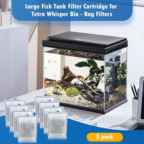 خراطيش فلتر Bio-Bag كبيرة لأحواض السمك، تناسب مرشح الطاقة الداخلي Tetra Whisper 20i و40i، وفلتر طاقة Whisper IQ 20,30,45,60 وفلتر طاقة Whisper PF 20,30,40,60 - جاهزة للاستخدام - 8 قطع in Kuwait