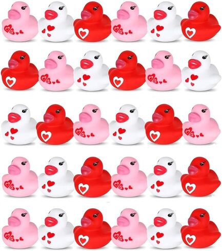 30 قطعة من البط المطاطي لعيد الحب على شكل قلب، ألعاب استحمام للأطفال، ألعاب حمام السباحة، بطات متنوعة بكميات كبيرة لتزيين هدايا حفلات الأطفال وتبادل الهدايا in Kuwait
