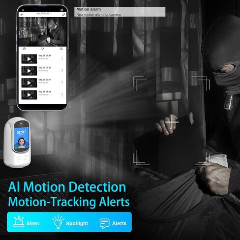 2-Way Video/Audio Security Camera Screen WiFi AI Detection Puppy/Pet/Cat/Elderly/Dog Monitor Wireless Facetime Cam Voice Phone APP Controlled Sound Video Calling Devices for Grandpa, White in Kuwait