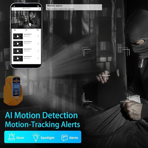 كاميرات NBKsmart ثنائية الاتجاه لكاميرا الصوت والفيديو بتقنية البلوتوث للمنزل وغرفة النوم الداخلية للمنزل، للحيوانات الأليفة/الكلب/الجرو/القطط/المربية، تطبيق كاميرا الهاتف pro v3 Talk Devices، شاشة أمان الشقة لكبار السن، أبيض in Kuwait