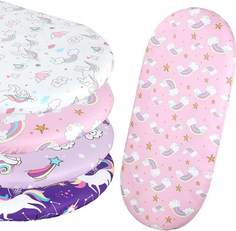 Fitted Bassinet Sheet Set, 4 Pack Universal Sheet Fit for Rectangle, Oval, Hourglass Bassinet Pad/Mattress, Stretchy Soft Sheet for Baby Girl Boy Infant, Unicorn Pattern in Saudi Arabia