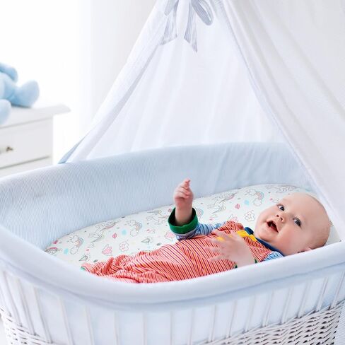 Fitted Bassinet Sheet Set, 4 Pack Universal Sheet Fit for Rectangle, Oval, Hourglass Bassinet Pad/Mattress, Stretchy Soft Sheet for Baby Girl Boy Infant, Unicorn Pattern in Saudi Arabia
