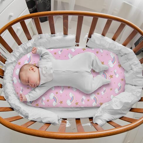 Fitted Bassinet Sheet Set, 4 Pack Universal Sheet Fit for Rectangle, Oval, Hourglass Bassinet Pad/Mattress, Stretchy Soft Sheet for Baby Girl Boy Infant, Unicorn Pattern in Saudi Arabia