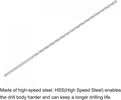 uxcell HSS(High Speed Steel) Extra Long Twist Drill Bits, 4mm Drill Diameter 200mm Length for Hardened Metal Woodwork Plastic Aluminum Alloy 6 Pcs in Saudi Arabia