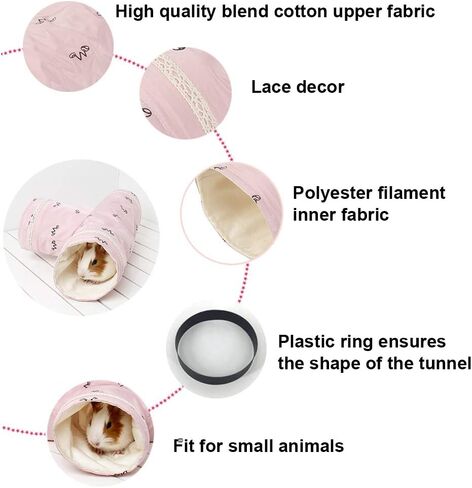 Amakunft Guinea Pig Play Tunnels & Tubes, Hamster Hideouts, Small Animal Activity Structures, Blue, 10cm Entrance, 3 Way Access, Made of Cotton and Polyester, Easy to Wash and Dry in Kuwait