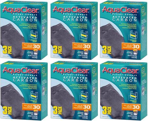 إدراج الكربون المنشط Aquaclear، أحواض السمك سعة 30 جالونًا، 3 عبوات (6 عبوات) in Kuwait