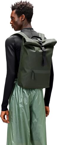 RAINS Rolltop Rucksack -Backpack - Waterproof Backpack for Women and Men - Rucksack for Travel and Work (Green) in Saudi Arabia
