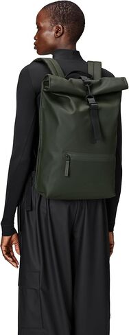 RAINS Rolltop Rucksack -Backpack - Waterproof Backpack for Women and Men - Rucksack for Travel and Work (Green) in Saudi Arabia