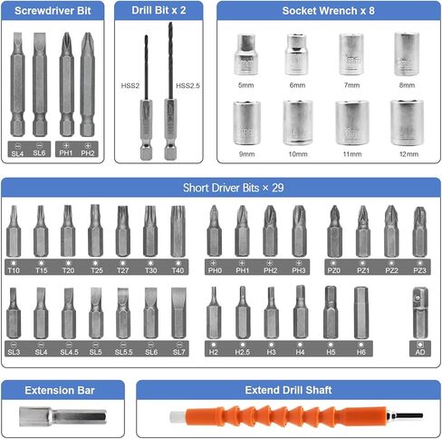 مفك براغي لاسلكي من إم كيو فورو، طقم مفك براغي كهربائي قابل لإعادة الشحن 3.6 فولت، 47 في 1 مثقاب لاسلكي محمول، مقبض مزدوج الوضع مع كابل USB ضوء LED لأدوات المنزل والمكتب in Kuwait
