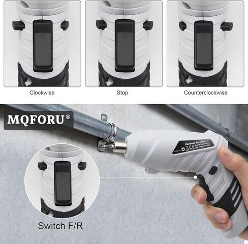 مفك براغي لاسلكي من إم كيو فورو، طقم مفك براغي كهربائي قابل لإعادة الشحن 3.6 فولت، 47 في 1 مثقاب لاسلكي محمول، مقبض مزدوج الوضع مع كابل USB ضوء LED لأدوات المنزل والمكتب in Kuwait