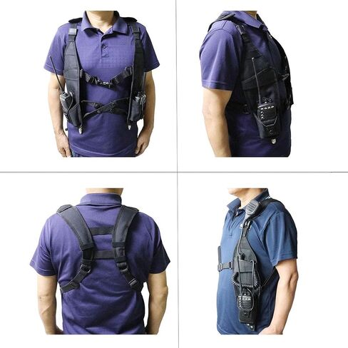 Universal Double Radio Shoulder Harness Chest Rig Bag Pocket Pack Holster Vest for Two Way Radio Rescue Essentials(Vest Harness) in Saudi Arabia