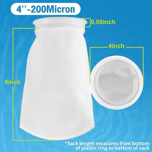 ESDEITT 2PCS Felt Filter Socks 7inch Ring 17inch Long,200um Aquarium Filter Bags and Filter Media Bags with Zipper in Kuwait