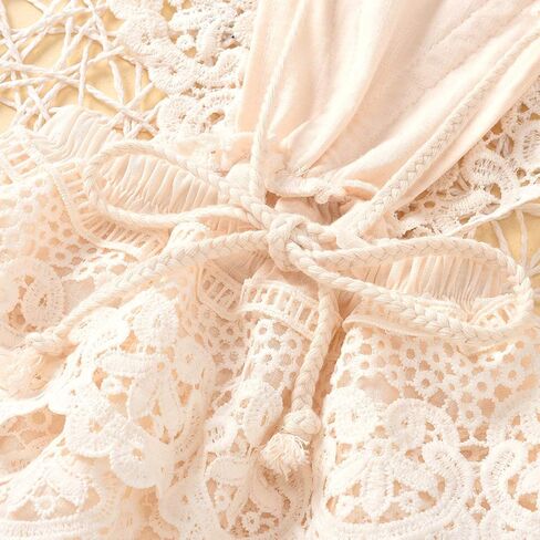 بدلة رومبير للفتيات حديثي الولادة من الدانتيل، ملابس مكشكشة بدون أكمام بدون ظهر، فستان توتو (D- دانتيل للفتيات الصغيرات، 12-18 شهرًا) in Kuwait