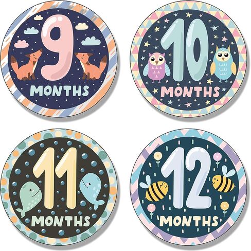 Friendly Animals Baby Monthly Stickers. 12 Large, Adorable Style Animal and Nature Designs for The First 12 Months. Ideal as a Gift for Baby Shower in Saudi Arabia