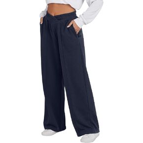 ANRABESS Women Wide Leg Sweatpants 2024 Fall Lounge High Waisted Baggy Athletic Joggers Sweat Pants Trousers with Pockets