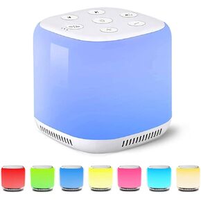 White Noise Machine with 7 Color Night Light and 34 Sleep Aid Sounds for Soothing Emotions, Promoting Sleep, Sound Machine with Timer Adjustable Brightness for Baby Kids Adults (BZYJ-02)