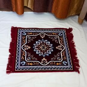 Velvet Pooja Aasan for Puja and Meditation/Mattress Met Mat for Prayer Home Decor Multipurpose Rug Altar Holy Puja Cloth for Gods Idols Pooja Aasan/Car Seat Cover/Sofa Set (24"x24"inch) (1 Maroon)