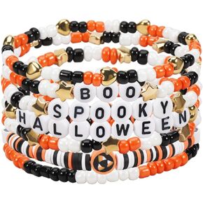 Jocbean Independence Day Halloween Bracelets Stackable Bracelet for Women Handmade Christmas Beaded Stretch Bracelet