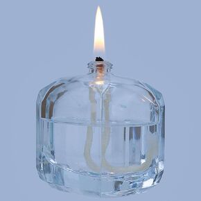 2 Pieces Small Refillable Clear Glass Oil Lamp Unscented Candles for Fine Dining Restaurants or Home Cotton Wick and Holder Included
