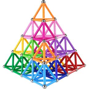 Veatree 206 Pieces Magnetic Building Sticks Blocks Toys, Magnet Educational Toys STEM Toys for Kids and Adult, 3D Non-Toxic Building Toy with Storage Bag