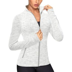 QUEENIEKE Women Athletic Jackets Cottony-Soft Full Zip Slim Fit Workout Running Jacket with Pockets M Army Green