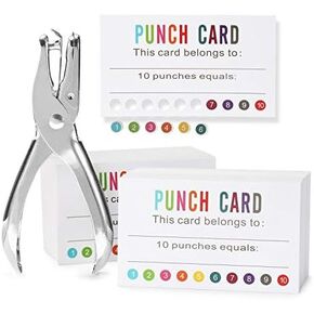 ONEDONE Punch Cards 200 PCS Balloons Punch Cards for Classroom Incentive Awards Punch Cards for Kids Students Teachers Home Classroom School Business Loyalty Gift Card - 3.5" x 2"