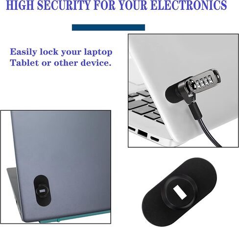 Laptop Cable Lock, 4 Digital Combination Lock, Security Computer Cable Lock with a Metal Round Anchor Plate for Any PC, Tablets, Notebooks, and Other Devices in Saudi Arabia