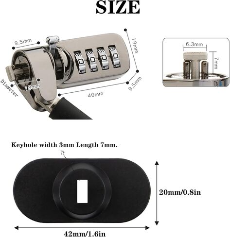 Laptop Cable Lock, 4 Digital Combination Lock, Security Computer Cable Lock with a Metal Round Anchor Plate for Any PC, Tablets, Notebooks, and Other Devices in Saudi Arabia