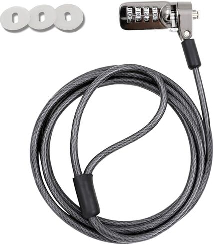 Laptop Cable Lock, 4 Digital Combination Lock, Security Computer Cable Lock with a Metal Round Anchor Plate for Any PC, Tablets, Notebooks, and Other Devices in Saudi Arabia