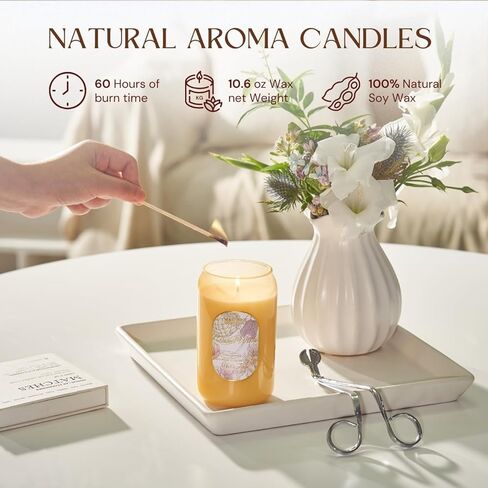 M&SENSE Aromatherapy Soy Scented Candle - Tropical Fruit Party Scent, 10.6 oz, 60-Hour Burn, Exotic Home Decor Gift for Women in Saudi Arabia