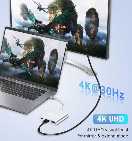 USB C to Dual HDMI Adapter 4K@60hz, Type C to HDMI Splitter for 2 Monitors, (Thunderbolt 3/4) USB C to Dual HDMI Hub Extend Display for Macbook Air/Pro, Dell XPS, HP and More in Kuwait