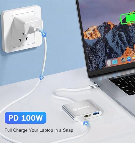 USB C to Dual HDMI Adapter 4K@60hz, Type C to HDMI Splitter for 2 Monitors, (Thunderbolt 3/4) USB C to Dual HDMI Hub Extend Display for Macbook Air/Pro, Dell XPS, HP and More in Kuwait